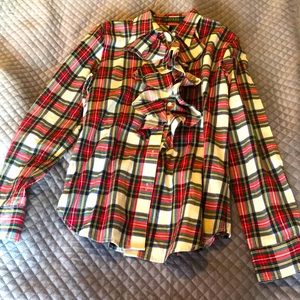 Ralph Lauren Tartan Ruffle-neck Button-down
